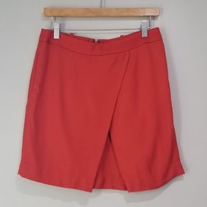Banana Republic Deep Orange High Rise Asymmetrical Skirt w/ Pockets
